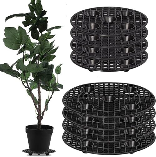 8Pcs Plant Stand Indoor Outdoor, Plant Level Pot Elevator- 2 Size Plant Riser Holder Plastic Floor Protector Plant Trivet, Heavy Planter Holder for...