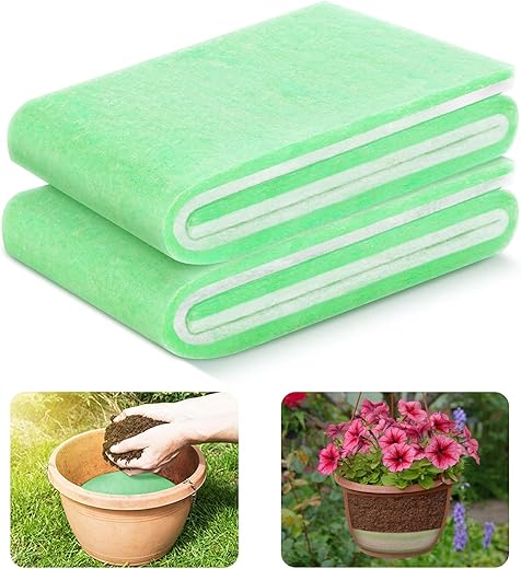 Adnee 2 Pack Flower Pot Filler Insert, 47.2" x 7.9" Soil Saver for Tall Planters, Lightweight Drainage Material & Plant Riser for Large Pots,...