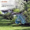 Alpine Corporation 23" Tall Outdoor Metallic Peacock Tail Spread Yard Statue, Vibrant Garden Sculpture for Patio, Lawn, or Entryway, Multicolor