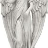Alpine Corporation 31" Tall Indoor/Outdoor Angel Statue Yard Art Decoration, Light Gray