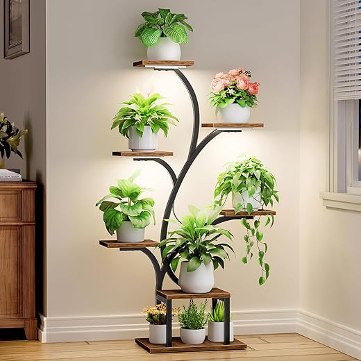BACEKOLL Plant Stand Indoor with Grow Lights, 7 Tiered Indoor Plant Shelf, 49" Corner Plant Stands for Indoor Plants, Metal Plant Flower Display... BACEKOLL Plant Stand Indoor with Grow Lights, 7 Tiered Indoor Plant Shelf, 49" Corner Plant Stands for Indoor Plants, Metal Plant Flower Display...