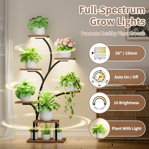 BACEKOLL Plant Stand Indoor with Grow Lights, 7 Tiered Indoor Plant Shelf, 49" Corner Plant Stands for Indoor Plants, Metal Plant Flower Display... BACEKOLL Plant Stand Indoor with Grow Lights, 7 Tiered Indoor Plant Shelf, 49" Corner Plant Stands for Indoor Plants, Metal Plant Flower Display...