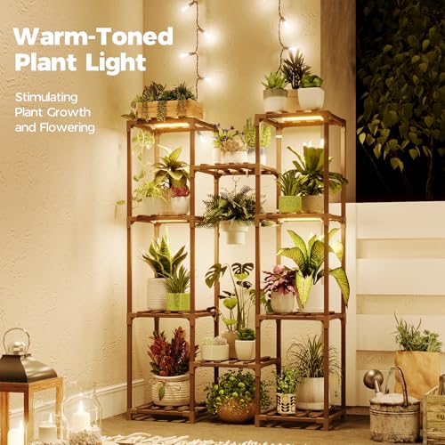 Bamworld Plant Stand with Grow Light Plant Shelf for Mutiple Pots Large Plant Holder for Living Room Patio Boho Home Decor for Gardening Warm Light Bamworld Plant Stand with Grow Light Plant Shelf for Mutiple Pots Large Plant Holder for Living Room Patio Boho Home Decor for Gardening Warm Light
