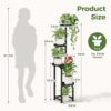 Bamworld Tall Plant Stand Indoor Outdoor, Corner Metal Flower Pot Stands for Multiple Plants, 4 Tier Heavy Duty Plant Shelf for Patio Garden...