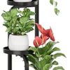 Bamworld Tall Plant Stand Indoor Outdoor, Corner Metal Flower Pot Stands for Multiple Plants, 4 Tier Heavy Duty Plant Shelf for Patio Garden...