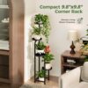 Bamworld Tall Plant Stand Indoor Outdoor, Corner Metal Flower Pot Stands for Multiple Plants, 4 Tier Heavy Duty Plant Shelf for Patio Garden...