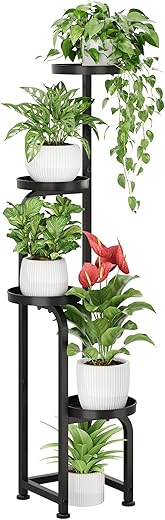 Bamworld Tall Plant Stand Indoor Outdoor, Corner Metal Flower Pot Stands for Multiple Plants, 4 Tier Heavy Duty Plant Shelf for Patio Garden...