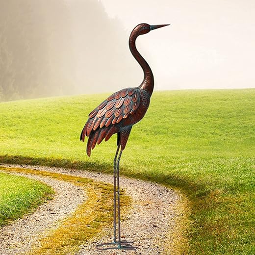 chisheen Outdoor Garden Crane Statues and Sculptures Metal Yard Art Statue for Garden Decoration Large Size chisheen Outdoor Garden Crane Statues and Sculptures Metal Yard Art Statue for Garden Decoration Large Size