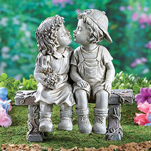 Collections Etc First Kiss, Puppy Love, Kissing Couple Garden Sculpture, 8 1/4" L x 4 3/4" W x 9" H Collections Etc First Kiss, Puppy Love, Kissing Couple Garden Sculpture, 8 1/4" L x 4 3/4" W x 9" H