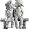 Collections Etc First Kiss, Puppy Love, Kissing Couple Garden Sculpture, 8 1/4" L x 4 3/4" W x 9" H Collections Etc First Kiss, Puppy Love, Kissing Couple Garden Sculpture, 8 1/4" L x 4 3/4" W x 9" H