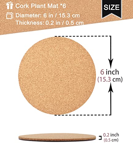 Cork Plant Coasters, Double Layers 6 Inch Cork Planter Coaster, Absorbent Cork Plant Mats, Cork Plant Coasters for House Plants, 6 Pcs Cork Plant Coasters, Double Layers 6 Inch Cork Planter Coaster, Absorbent Cork Plant Mats, Cork Plant Coasters for House Plants, 6 Pcs