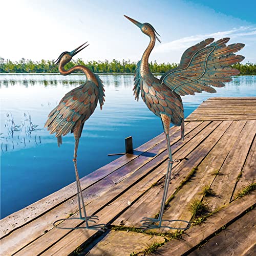 Crane Statues for Garden Decor, Metal Crane Yard Art Statues, Standing Heron Garden Sculptures & Statues for Outdoor Decorations, 38-42 Inch Set of... Crane Statues for Garden Decor, Metal Crane Yard Art Statues, Standing Heron Garden Sculptures & Statues for Outdoor Decorations, 38-42 Inch Set of...