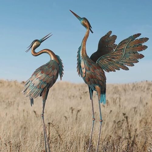 Crane Statues for Garden Decor, Metal Crane Yard Art Statues, Standing Heron Garden Sculptures & Statues for Outdoor Decorations, 38-42 Inch Set of... Crane Statues for Garden Decor, Metal Crane Yard Art Statues, Standing Heron Garden Sculptures & Statues for Outdoor Decorations, 38-42 Inch Set of...
