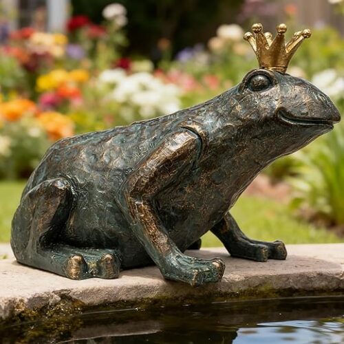 Crouching Frog Prince Garden Statue, Yard Decorations Outdoor Decor, Weather-Resistant Animal Figurines & Sculptures for Patio & Porch, 11.5" L×8" H Crouching Frog Prince Garden Statue, Yard Decorations Outdoor Decor, Weather-Resistant Animal Figurines & Sculptures for Patio & Porch, 11.5" L×8" H