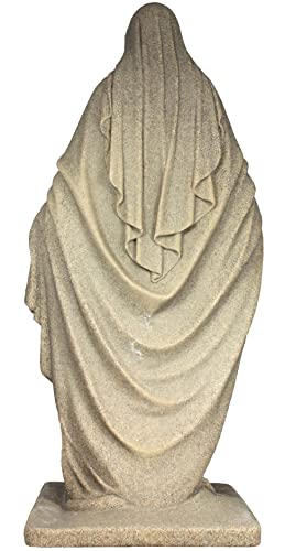Emsco Group Virgin Mary Statue - Natural Sandstone Appearance - Made of Resin - Lightweight - 34" Height