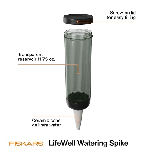 Fiskars Watering Spike for Indoor Plants, Self-Watering Device to Water Plants While Away, Continuous Hydration for Care on Vacation & Travel,... Fiskars Watering Spike for Indoor Plants, Self-Watering Device to Water Plants While Away, Continuous Hydration for Care on Vacation & Travel,...