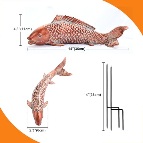 Garden Statues Koi Fish Decor Outdoor Garden Fish Statues, Set of 2 Antique Copper Koi Art Sculptures for Patio, Backyard, Pond and Home Decor,... Garden Statues Koi Fish Decor Outdoor Garden Fish Statues, Set of 2 Antique Copper Koi Art Sculptures for Patio, Backyard, Pond and Home Decor,...