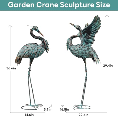 Garden Statues Large Metal Crane Sculptures, Outdoor Heron Metal Statue Yard Art for Garden Decor, Realistic Bird Art for Outdoor Decor, Standing...