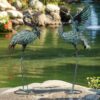 Garden Statues Large Metal Crane Sculptures, Outdoor Heron Metal Statue Yard Art for Garden Decor, Realistic Bird Art for Outdoor Decor, Standing...