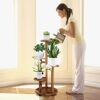 GEEBOBO 5 Tiered Tall Plant Stand for Indoor, Wood Plant Shelf Corner Display Rack, Multi-tier Planter Pot Holder Flower Stand for Living Room... GEEBOBO 5 Tiered Tall Plant Stand for Indoor, Wood Plant Shelf Corner Display Rack, Multi-tier Planter Pot Holder Flower Stand for Living Room...