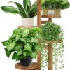 GEEBOBO 5 Tiered Tall Plant Stand for Indoor, Wood Plant Shelf Corner Display Rack, Multi-tier Planter Pot Holder Flower Stand for Living Room... GEEBOBO 5 Tiered Tall Plant Stand for Indoor, Wood Plant Shelf Corner Display Rack, Multi-tier Planter Pot Holder Flower Stand for Living Room...