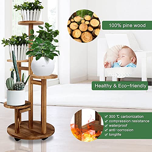 GEEBOBO 5 Tiered Tall Plant Stand for Indoor, Wood Plant Shelf Corner Display Rack, Multi-tier Planter Pot Holder Flower Stand for Living Room... GEEBOBO 5 Tiered Tall Plant Stand for Indoor, Wood Plant Shelf Corner Display Rack, Multi-tier Planter Pot Holder Flower Stand for Living Room...
