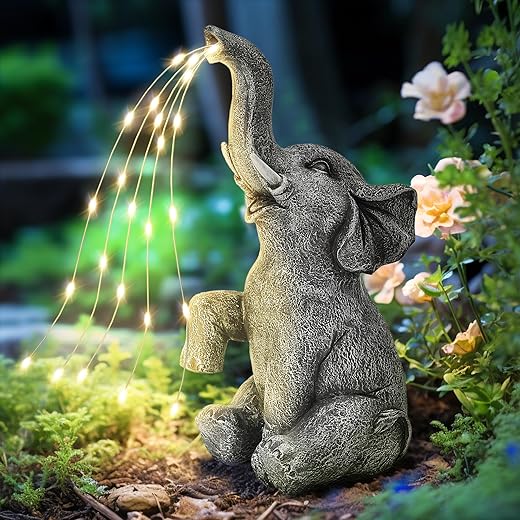 GIGALUMI Solar Garden Decor Watering Elephant Statues Outdoor, Birthday Gifts for Women Mom Grandma Senior Elder, Elephant Ornament for Balcony,... GIGALUMI Solar Garden Decor Watering Elephant Statues Outdoor, Birthday Gifts for Women Mom Grandma Senior Elder, Elephant Ornament for Balcony,...