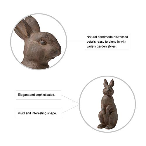 Glitzhome Rabbit Garden Statue Outdoor Standing Bunny Sculpture Lawn Decor, 22.75 Inch, Bronze