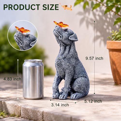 Goodeco Dog Statue with Solar Butterfly - Ideal Gifts for Mom, Dad or Birthdays, Beautifully Crafted Outdoor Decorations to Wow Your Guests Goodeco Dog Statue with Solar Butterfly - Ideal Gifts for Mom, Dad or Birthdays, Beautifully Crafted Outdoor Decorations to Wow Your Guests