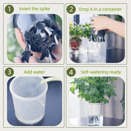 GreenShip 4-Pack Patented Self-Watering Spikes – DIY Plant Watering System for Indoor Plants, Fits Grower Pots, Reuse Containers, Automatic...
