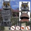 Hausse 2 Pack Fake Owl Decoys to Scare Birds Away, Rotating Head Plastic Owl Bird Deterrents, 10.6 Inch Height Bird Scarecrow Nature Enemy Horned...