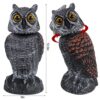 Hausse 2 Pack Fake Owl Decoys to Scare Birds Away, Rotating Head Plastic Owl Bird Deterrents, 10.6 Inch Height Bird Scarecrow Nature Enemy Horned...