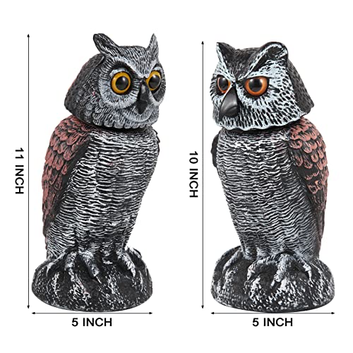 Hedoc 2 Pack Fake Owl Decoys to Scare Birds Away, Rotating Head Bird Deterrents, Nature Enemy Scarecrow Plastic Statues, Pest Repellent for Gardens... Hedoc 2 Pack Fake Owl Decoys to Scare Birds Away, Rotating Head Bird Deterrents, Nature Enemy Scarecrow Plastic Statues, Pest Repellent for Gardens...