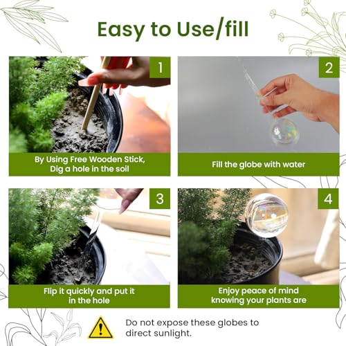 Iridescent Self Watering Globes, Glass Rainbow Plant Watering Globes, Self Watering Planter Insert, Automatic Plant Waterer Indoor (Medium-2 Pcs... Iridescent Self Watering Globes, Glass Rainbow Plant Watering Globes, Self Watering Planter Insert, Automatic Plant Waterer Indoor (Medium-2 Pcs...