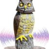 Large Solar Owl with Motion Detector, Flashing Eyes, Spinning Head, Realistic Hooting and Silent Mode, Garden Owl, Outdoor Statue, Decoration for...