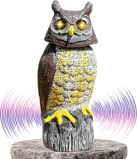 Large Solar Owl with Motion Detector, Flashing Eyes, Spinning Head, Realistic Hooting and Silent Mode, Garden Owl, Outdoor Statue, Decoration for... Large Solar Owl with Motion Detector, Flashing Eyes, Spinning Head, Realistic Hooting and Silent Mode, Garden Owl, Outdoor Statue, Decoration for...