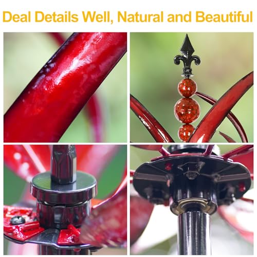 LimeHill Wind Spinner for Garden and Yard - Large Metal Kinetic Wind Sculptures for Outdoor Decor (91 Inches, Burgundy Lotus) LimeHill Wind Spinner for Garden and Yard - Large Metal Kinetic Wind Sculptures for Outdoor Decor (91 Inches, Burgundy Lotus)