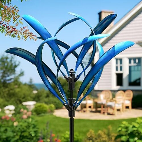 LimeHill Wind Spinner for Yard and Garden - Large Metal Kinetic Wind Sculptures for Outdoor Decorations (Blue Magnolia) LimeHill Wind Spinner for Yard and Garden - Large Metal Kinetic Wind Sculptures for Outdoor Decorations (Blue Magnolia)