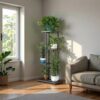 LINZINAR Plant Stand Indoor Outdoor Corner 4 Tier Metal Plant Shelf Patio Plant Rack for Garden Corner Balcony Living Room LINZINAR Plant Stand Indoor Outdoor Corner 4 Tier Metal Plant Shelf Patio Plant Rack for Garden Corner Balcony Living Room