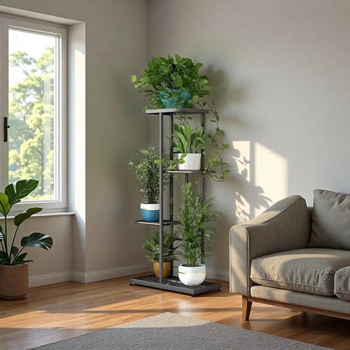 LINZINAR Plant Stand Indoor Outdoor Corner 4 Tier Metal Plant Shelf Patio Plant Rack for Garden Corner Balcony Living Room LINZINAR Plant Stand Indoor Outdoor Corner 4 Tier Metal Plant Shelf Patio Plant Rack for Garden Corner Balcony Living Room