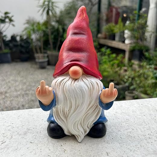 Middle Finger Gnome Statue 7.8in, Naughty Garden Gnome Statue Decoration and Lawn Ornament - Funny Garden Gnomes for Outdoor or Home Decor Middle Finger Gnome Statue 7.8in, Naughty Garden Gnome Statue Decoration and Lawn Ornament - Funny Garden Gnomes for Outdoor or Home Decor