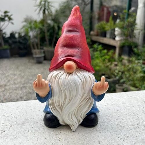 Middle Finger Gnome Statue 7.8in, Naughty Garden Gnome Statue Decoration and Lawn Ornament - Funny Garden Gnomes for Outdoor or Home Decor Middle Finger Gnome Statue 7.8in, Naughty Garden Gnome Statue Decoration and Lawn Ornament - Funny Garden Gnomes for Outdoor or Home Decor