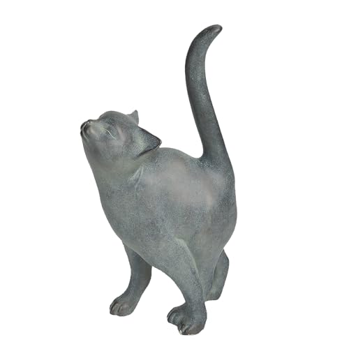 Newman House Studio Garden-Statues Cat-Figurines Home Garden Decor - Farmhouse Backyard Polyresin Kitten 7.6L x 4W x 14.5H inch