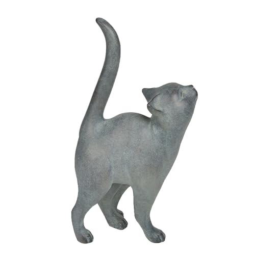 Newman House Studio Garden-Statues Cat-Figurines Home Garden Decor - Farmhouse Backyard Polyresin Kitten 7.6L x 4W x 14.5H inch