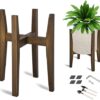 OERGKE Adjustable Plant Stand, Bamboo Mid Century Modern Indoor Plants Stands, Corner Flower Holder for Living Room, Fits 8 to 12 Inches Pots, (Pot...