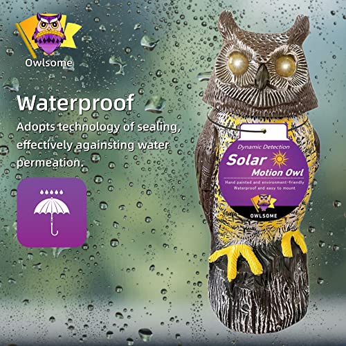 Owlsome Solar Owl with Glowing Eyes, Rotating Head, Hoot Sound, Motion Detector and Silent Mode, Plastic Owl Garden Sculpture, Garden Decoration Owlsome Solar Owl with Glowing Eyes, Rotating Head, Hoot Sound, Motion Detector and Silent Mode, Plastic Owl Garden Sculpture, Garden Decoration