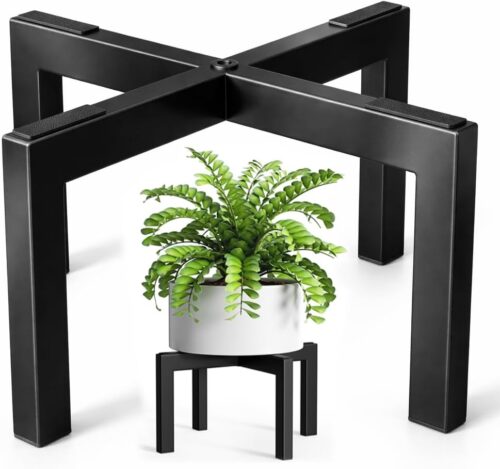 pickpiff Plant Stand Indoor Outdoor Flower Holder Riser Low Profile 150lbs Heavy Duty For Pots 5–12'' Black, Metal