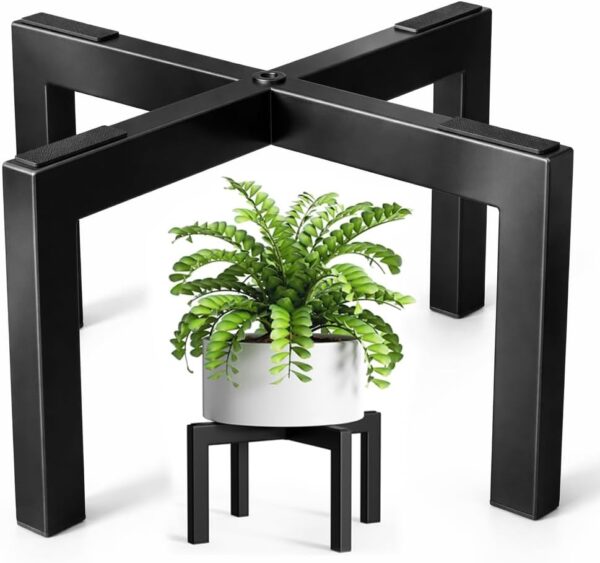 pickpiff Plant Stand Indoor Outdoor Flower Holder Riser Low Profile 150lbs Heavy Duty For Pots 5–12'' Black, Metal