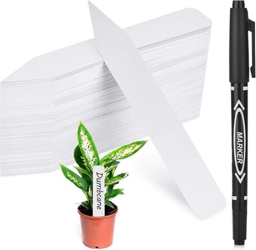 Plant Labels, Outdoor Waterproof Garden Markers, Plastic Nursery Seed Plant Tags with Bonus a Permanent Marking Pen, Gardening Gifts for Women Men...