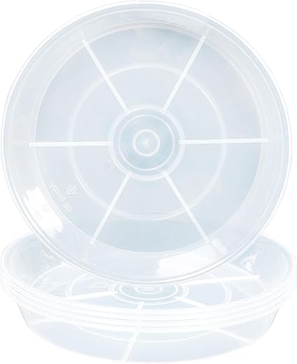 Plant Saucer 4 inch 6 Pack Drip Tray, 4 5 6 8 9 10 12 14 16 18 inch, Heavy Sturdy Plastic Planter Flower Pot Saucers for Indoor Outdoor Garden,...
